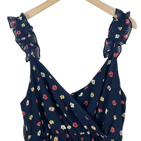 Madewell Ruffle Strap Mini Dress in Navy Confetti Floral Print Size 2 - Picture 6 of 8